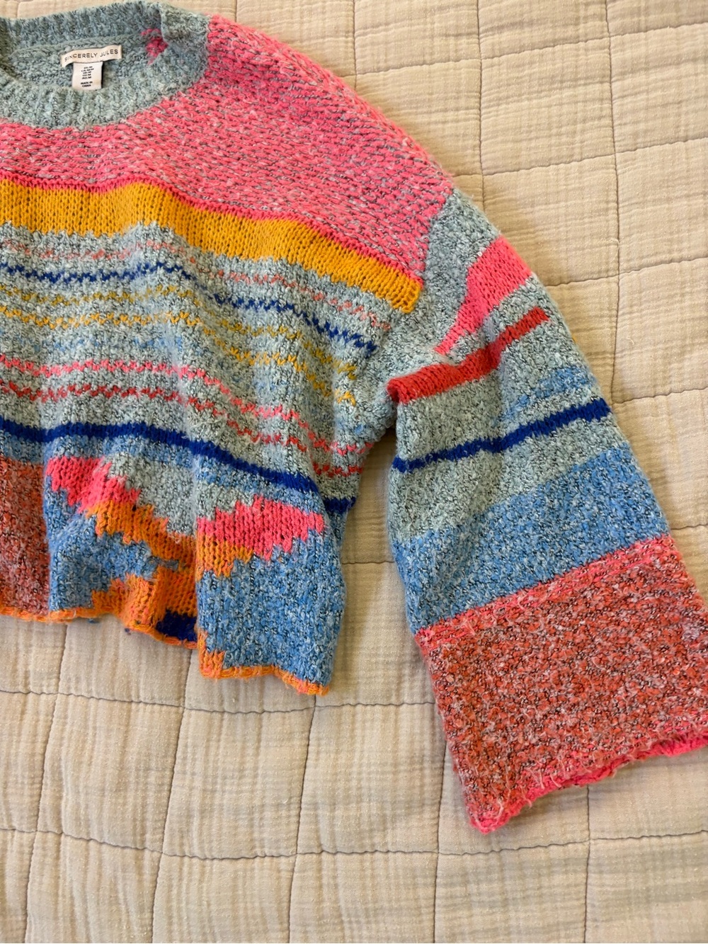 Sincerely Jules Multicolor Cropped Sweater - Picture 5 of 6